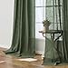 MIULEE Olive Green Linen Curtains 84 Inches Long 2 Panels for Bedroom Living Room, Back Tab & Pleat Tape with Hooks Soft Thick Linen Textured Window Drapes Semi Sheer Light Filtering Farmhouse Decor
