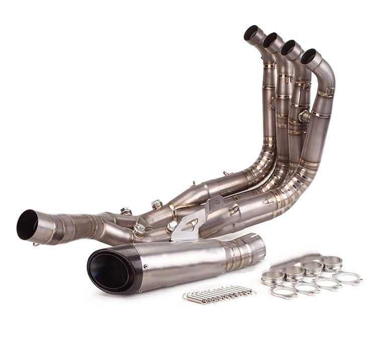Motorcycle Muffler For BMW S1000RR Titanium Alloy Motorcycle Exhaust Escape Full System 2019-2023 Front Mid Link Carbon Fiber Muffler Slip Onc Exhaust Pipe (Color : A)