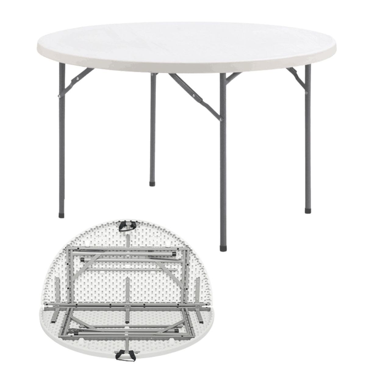 Tavolo rotondo pieghevole bianco Ø122 cm tavolino per interni esterni, giardino, ricevimenti