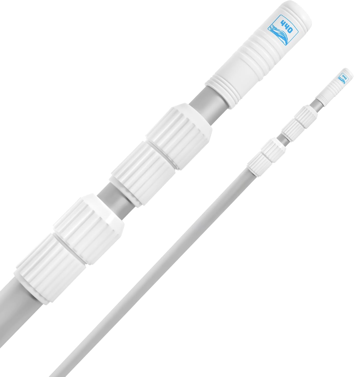 440 Telescopic Pool Pole 12ft - Heavy Duty Aluminum, Telescoping Pool Skimmer Pole for Leaf Rake, Net, Brush, Vacuum Head - Adjustable Handle Stick for Standard Attachments, Cleaning Swimming Pools