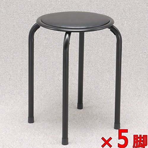Amazon.co.jp: パイプ椅子 【5脚】（オールブラック色） スタッキング