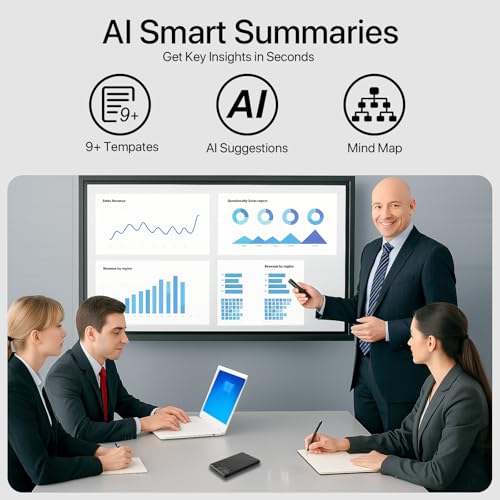 Image of AI Voice Recorder, App Control, Transcribe & Summarize by ChatGPT, Support 112 Languages, 60H Recording, 64GB Memory, Digital Audio Recorder for Lectures, Meetings, Calls (Black)