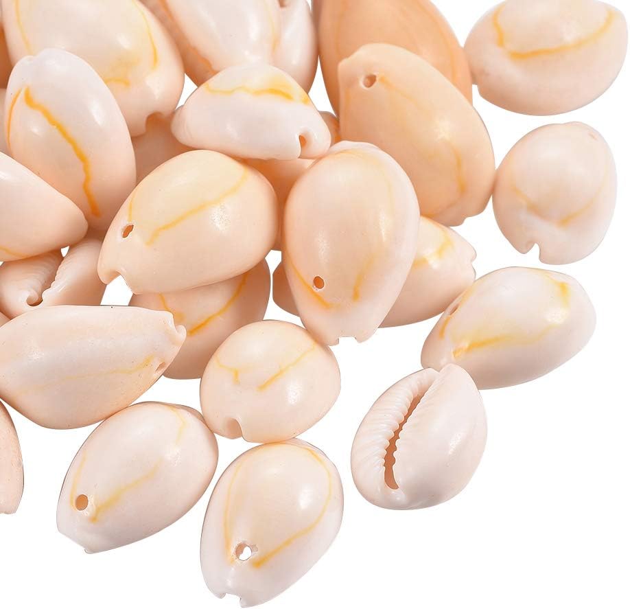 DanLingJewelry Tiny Cowrie Sea Shells Oval Ocean Beach Spiral Seashells Craft Charms for Candle Making, Fish Tank and Vase Filler, Party Wedding Decor(Light Salmon Color-50pcs,)