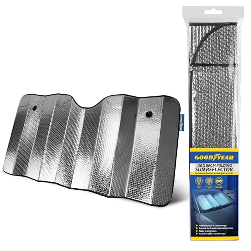 Goodyear Parabrisas universal plegable de aluminio para coche, furgoneta