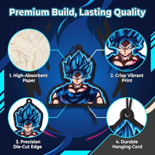 Image of PumpCar car air freshener 2-piece double-sided Goku SSJ hanging vanilla-scented anime dragon for rearview mirror Car Interior Accessories Household Gifts Anime Manga Fans Saiyan Truck SUV Home Office