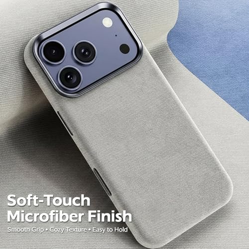 Coque iPhone 17 Pro Max flanelle douce toucher cuir gris unique