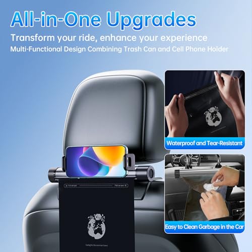 Image of Zekrom Roller Type Trash Can, Car Trash Bag Hanging, Aluminium Alloy Rotating Store Design Car Trash Can Bin, Travel and Camping (Aluminium Alloy Gray)
