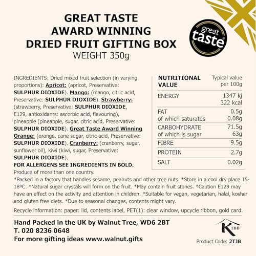 Walnut Tree Luxury Treasure Box | 2-Drawer Gourmet Gift Selection Handpacked in the UK with Marzipan, Fruit Jellies, Marron Glace, and Dried Fruits | Premium Food Gift Box