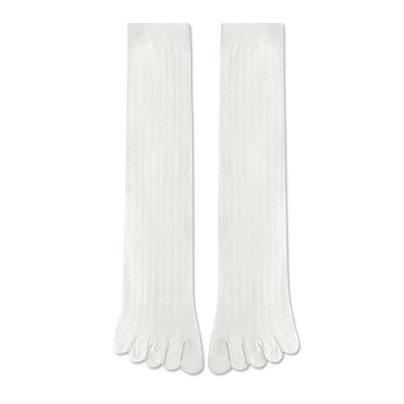 LYHYDMA Toe Socks 3pair Knee High Five Finger Socks For Men Solid Color Striped Calf Split Toe Socks(White)