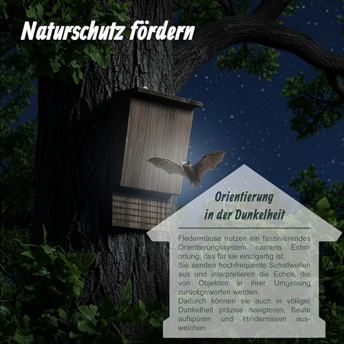 Relaxdays Fledermauskasten, 2er Set, Unterschlupf für Fledermäuse, HBT 34 x 22,5 x 12,5 cm, Fledermaushotel, Holz, braun