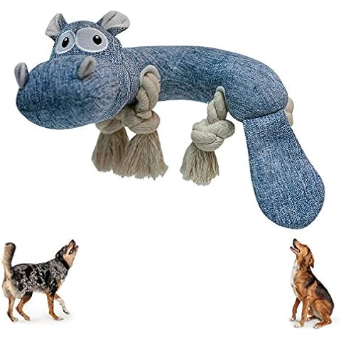 Squeaky Dog Toys Dog Chew Toy Hippo Dog Stuffed Rope Chew Toy Dog Teethbrush Dental Chew Toy for Small Medium Large Doggy or Puppy Cover