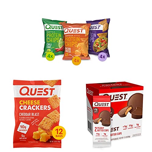 Quest Nutrition Protein Chips, Cheese Crackers & Peanut Butter Cups Variety Bundle (36 Count)