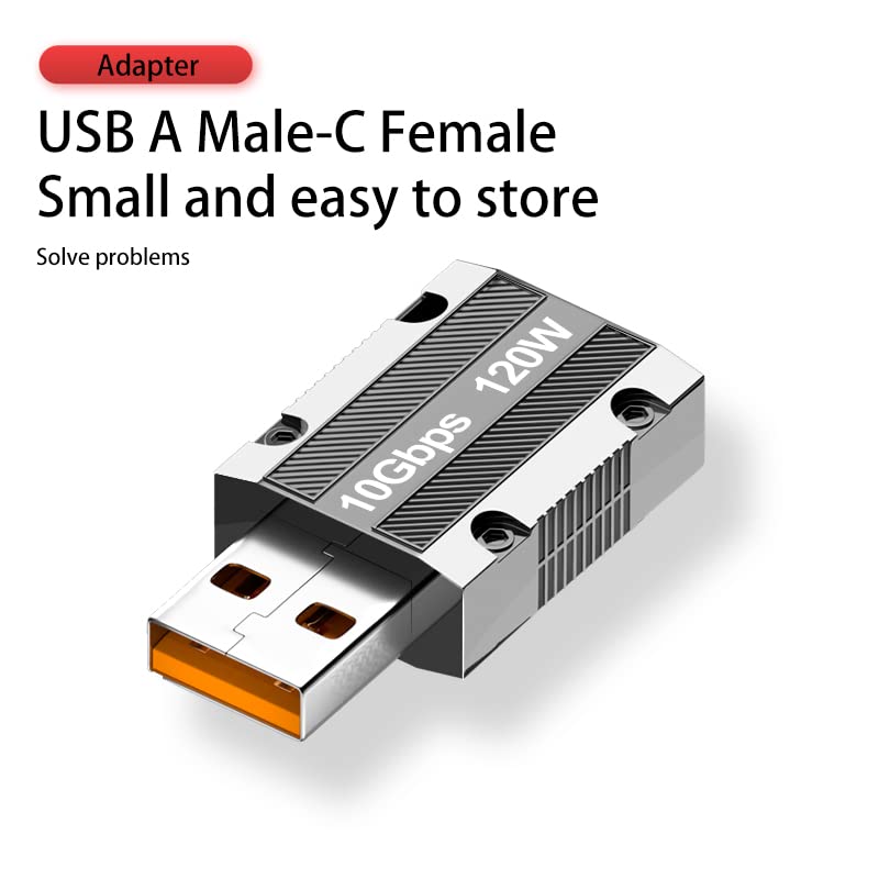 WLGQ 10Gbps USB C Buchse auf USB A Stecker Adapter, Metallgehäuse USB TYP A auf TYP C Adapter, mit 10Gbps Hochgeschwindigkeits Datenübertragung und PD100W Ladefunktion – Bild 5