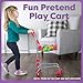 HEY! PLAY! Kids Shopping Cart - Toddler Grocery Cart with Pivoting Front Wheels and Folds for Easy Storage - for Pretend Play Grocery Store