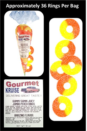 Gummi Gummy Peach Rings Albanese - Bulk Candy 4.5Lb Bag With Peach Rings Gourmet Kruise Signature Gift Bag 10 OZ (NET WT 82 OZ) 2 Item Bundle