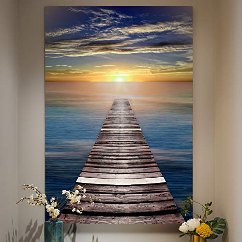 Renditions Gallery Canvas Nature Wall Art Home Scenic Paintings & Prints Calm Caribbean Dusk Glam Romantic Modern Wall Hanging Decorations for Bedroom Office Kitchen Artwork - 24"x36" LT06