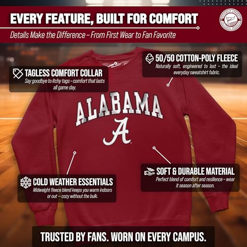 Image of NCAA College Sweatshirt Fleece Crewneck Pullover for Men and Women | Officially licensed NCAA college gameday crewneck pullover - 9 oz fleece lined sweatshirt with arch and logo design