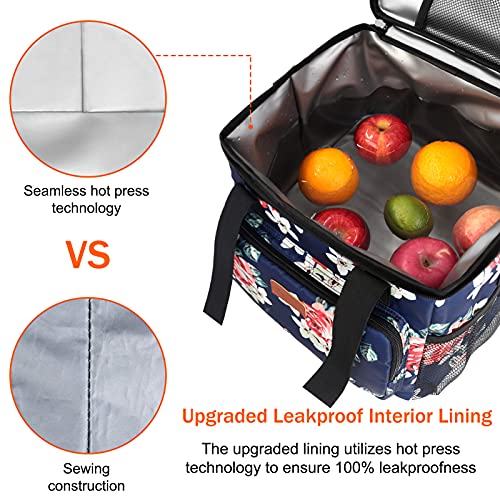 Femuar Lunch Bags for Women/Men, Insulated Lunch Bag for Work Office Picnic - Large Lunch Cooler Bag Leakproof Lunch Box with Adjustable Shoulder Strap for Adults - Floral(15L) by Femuar - Image 4