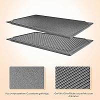 GFTIME Gusseisen Grillplatten 41,8 X24cm für Ofen, Herd & Grill, Holzkhlegrill Gusseiserne Wende-Grillplatten, Gussgrillplatte, Kochgrill & Grillpfan 2 in 1 Reversible Griddle Grill, 1 Packung – Ansicht 8