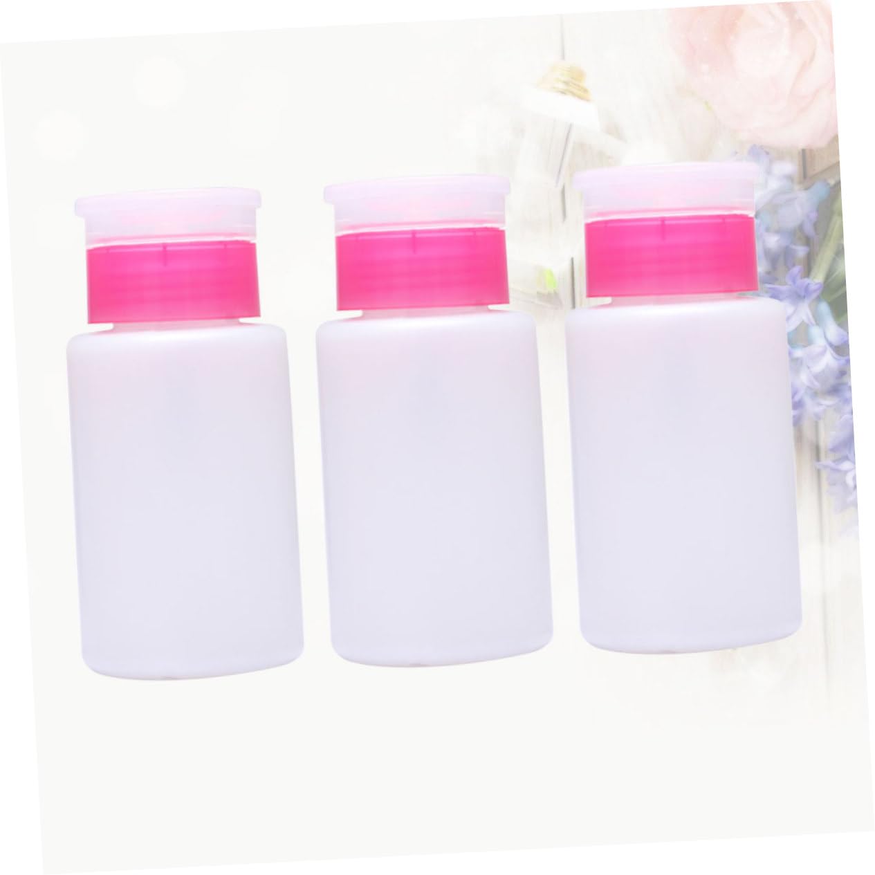 Housoutil 6pcs Lockable Nail Polish Remover Bottle Pump Nail Gel Remover Plastic Push down Container for Travel
