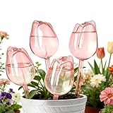 sunVigorous 4 Stück Bewässerungskugeln, automatische Pflanzenbewässerung 120 ml, niedliche Form – Wasserspender für Zimmerpflanzen & Garten, Urlaubsbewässerung (4 Tulpen)