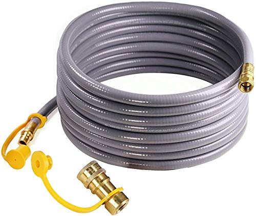 DOZYANT 36 Feet 3/8 inch Natural Gas Hose with Quick Connect for BBQ Gas Gril Low Pressure Appliance -3/8 Female Pipe Thread x 3/8 Male Flare Quick Disconnect - CSA Certified