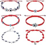 🍀 JOYERÍA KABBALAH 🍀 Las pulseras de cuerda roja de 7 nudos están hechas de nailon de calidad, que es resistente y tiene buena suavidad, los colores vivos no se desvanecen fácilmente, son duraderos y ligeros, un buen accesorio de vestuario para su uso.