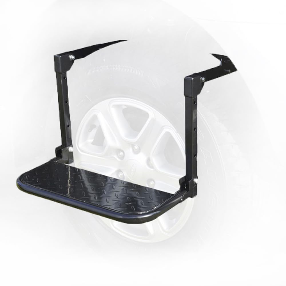 Escalón de rueda para coche plegable que facilita el acceso al techo del camión