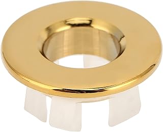 Hapivida Sink Overflow Ring, Bathroom Sink Hole Trim Overflow Cover, Sink Hole Circular Spare Hole for Bathroom Kitchen Sink Basin Replacement 1.2x0.6in (Gold)