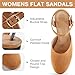 Ecetana Womens Flats Sandals Dressy Summer Comfortable Casual Fashion Round Toe Slingback Shoes with Buckle Ankle Strap