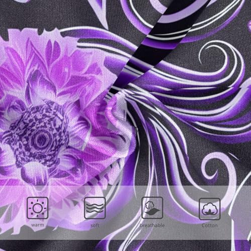 Fancy Toddler Underwear Custom 2t Cotton Panties for Girl Ornate Purple Floral Black Briefs Kids Undies3