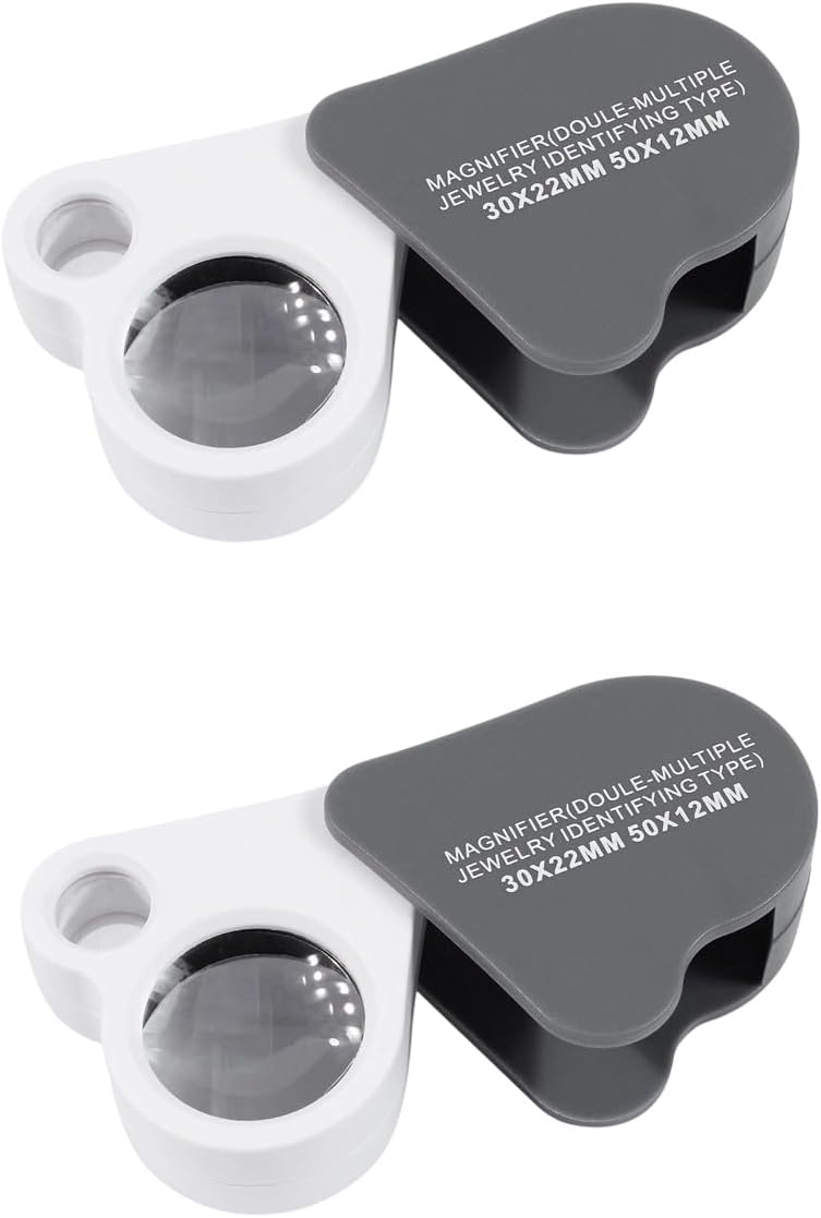 2Pcs Jewelry Loop Magnifier Professional Jewelers Loupe Magnifier Glass for Coin Diamonds Gems Stamps Close Work
