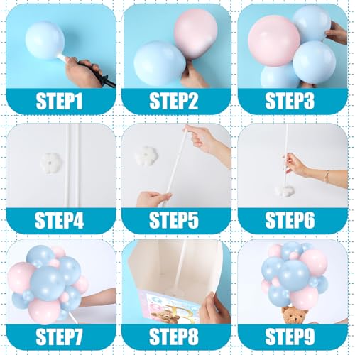 Image of Lenwen 6 Sets Baby Letter Boxes Decorations Table Centerpieces for Baby Shower Gender Reveal,Bear Stuffed Animals Balloon with Stand Plush Toy Boxes for Birthday Party Wedding(Bear,Pink Blue)