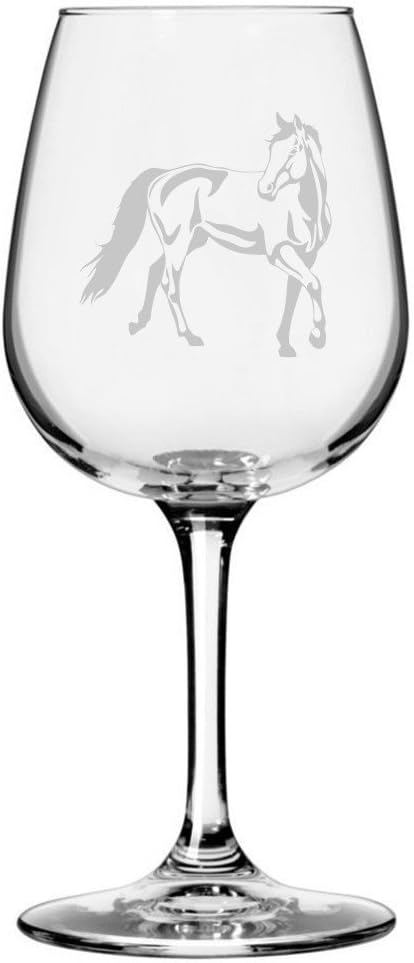 American Quarter Body Horse Themed Etched All Purpose 12.75oz Wine Glass