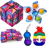 Yetech 4PCS Set De Juguetes Sensoriales,Juguetes Sensoriales Kit, con Juguete Pargo Arcoíris,mágico Spinning Juguetes sensorial,Infinity Cube,para aliviar el estrés y la ansiedad para niños y Adultos