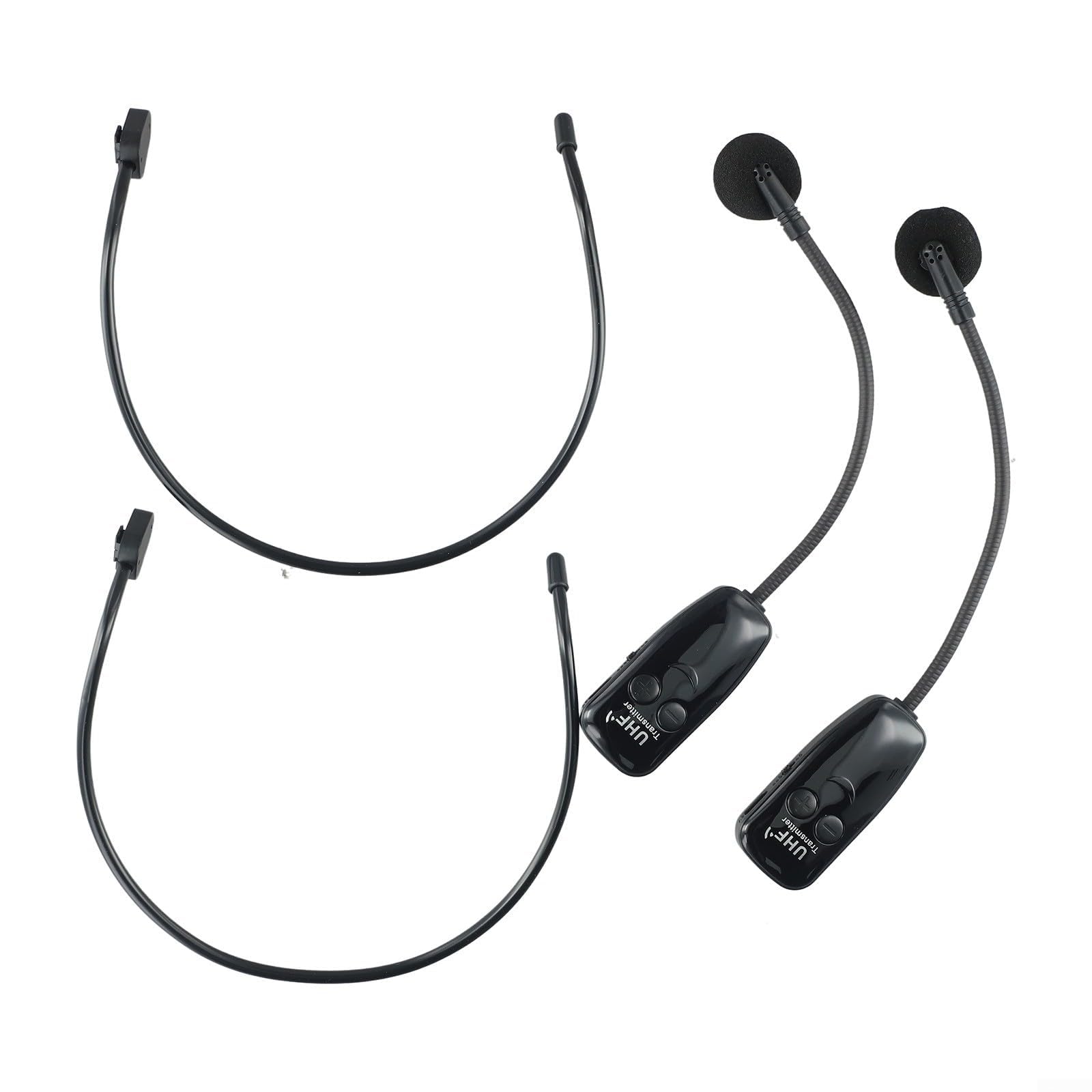 Sistema microfonico wireless UHF, doppio microfono auricolare ricaricabile, portata 50 m, per insegnare lo yoga (U12F)