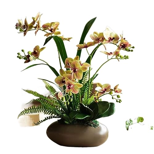 Fausses fleurs de prestige et arrangement d'orchidées jaunes