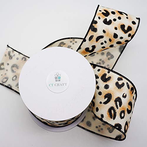 Ct Craft Llc Ivory Faux Cotton Ribbon With Black Leopard - 2.5"(63Mm) X 10Yardsx1Roll | Home Decor, Wrapping Gifts & Custom Diy Crafts Decorative #TOP1