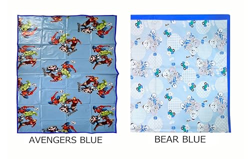 Image of EcoSoft Plastic Sheet,PVC Sheet for Kids,Rubber Sheet for Babies,Bed Wetting Protector(90 x 135 cm) (Blue Bear & Blue Avengers)
