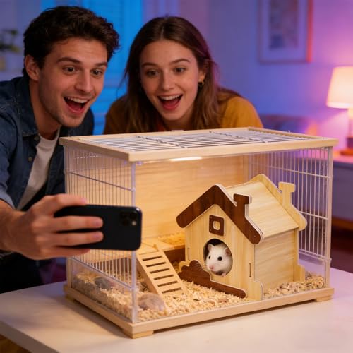 Hábitat para mascotas como jerbo y hámster en madera resistente para jaula 5