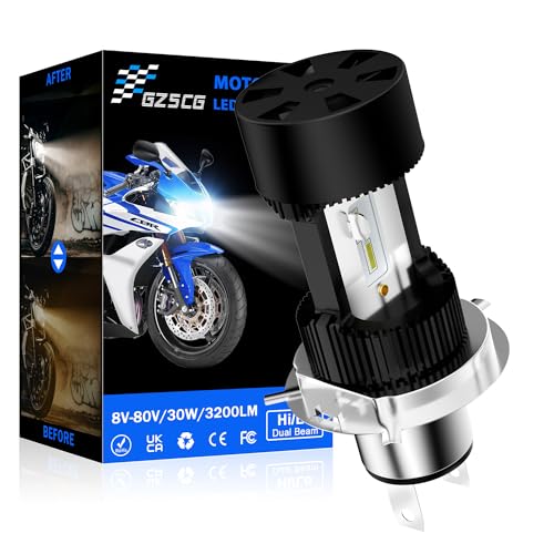 GZ5CG 1PC HS1 LED Bulbs H4 9003 Motorcycle Headlights 1860 4SMD 3200LM 6000K Hi/Lo Beam Replacement for Halogen 35/35W HS1 Bulbs DC 8-80V