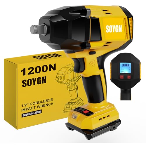 Cordless Impact Wrench 1/2 inch Compatible with DeWalt 20v Battery, 950Ft-lbs(1200N.m) High Torque Impact Driver with 5-Modes, LED Work Light, Brushless Electric Impact Gun Car/Truck/Mower(Bare Tool)