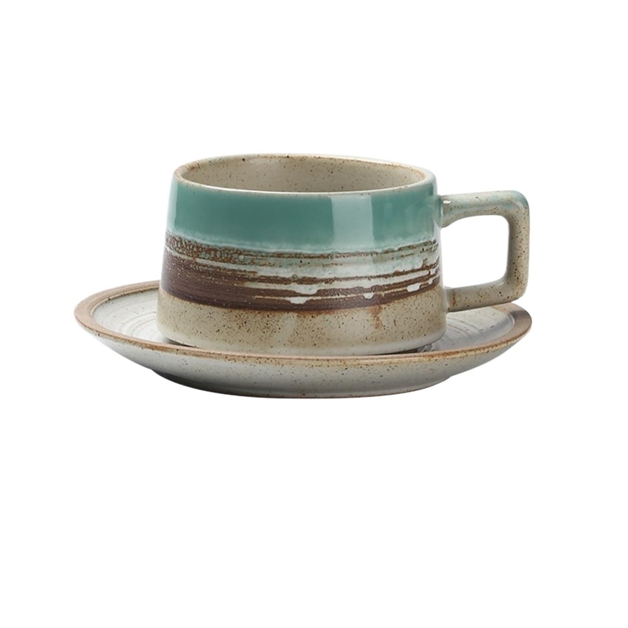 LIBANGRONG-888 Mugs Retro Home Coffee Cup Breakfast Restaurant Ceramic Commercial Mug with Saucer 220ml Milk Tea Cup