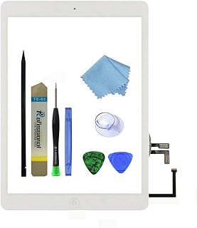 Zentop White IPAD Air 1st Generation Touch Screen Digitizer Glass Replacement A1474 A1475 A1476 with Home Button,Camera Holder，Preinstalled Adhesive,Tool Kit. (White)