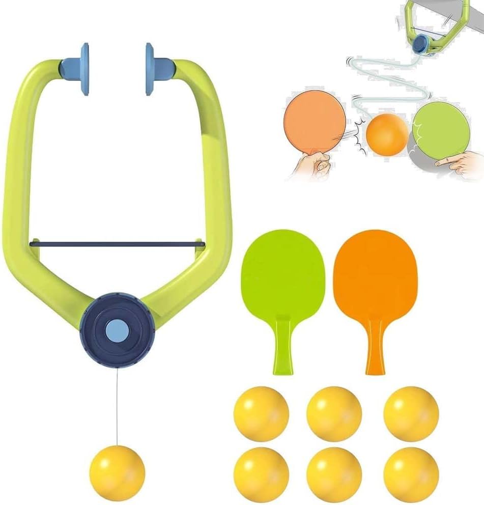 Door Game Over The Door,2025 New Doorway Doorway Game Trainer Door Jam Starter Kit for Door Frame Hanging Table Tennis Trainer with Racket &amp; Balls