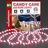 16FT Candy Cane Rope Lights, Christmas Led Rope Light Outdoor ETL Listed, Waterproof Tube...