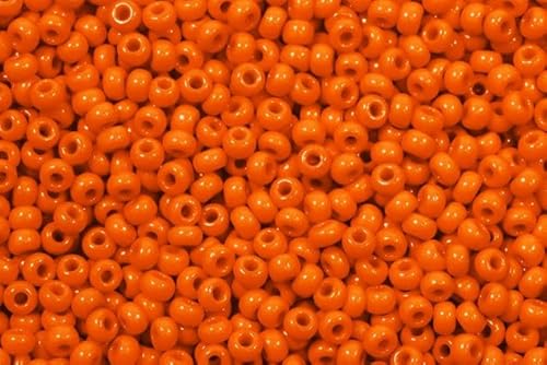 20g Round Rocailles Glass Seed Beads Preciosa Ornela 10/0, Deep Orange (93140), Bohemia Crystal Glass, Czechia 311 19 001