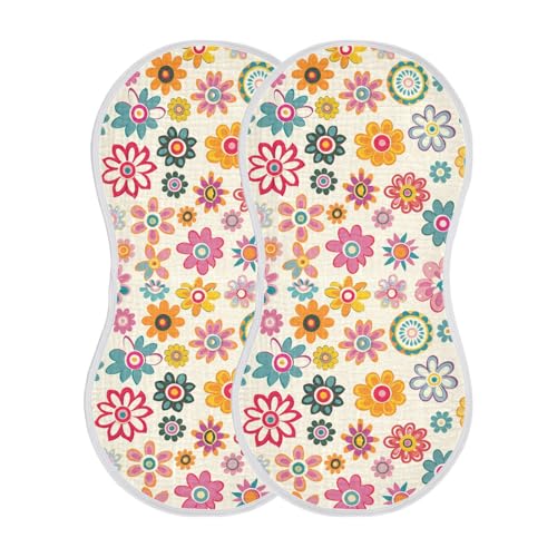 Flowers Cotton Muslin Burp Cloths Large Soft and Absorbent Cloths spit up rag for Unisex Set of 2, 22x11in