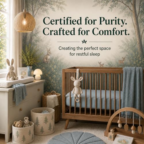 Image of GOTS Organic Cotton Crib Sheets, Aegean Heritage Turkish Cotton 200GSM, Quality at First Touch,1 Pack Toddler Bed Fitted Mattress Sheets for Boys, Girls Cute Breathable Soft (Ocean Blue)