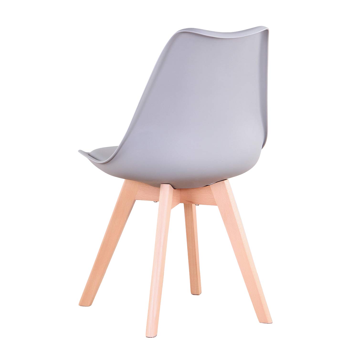 BenyLed Set di 6 Sedie da Pranzo a Forma di Tulipano con Seduta Imbottita e Gambe in Legno di Faggio, ideali per Sala da Pranzo, Cucina, Soggiorno, Bar, Grigio